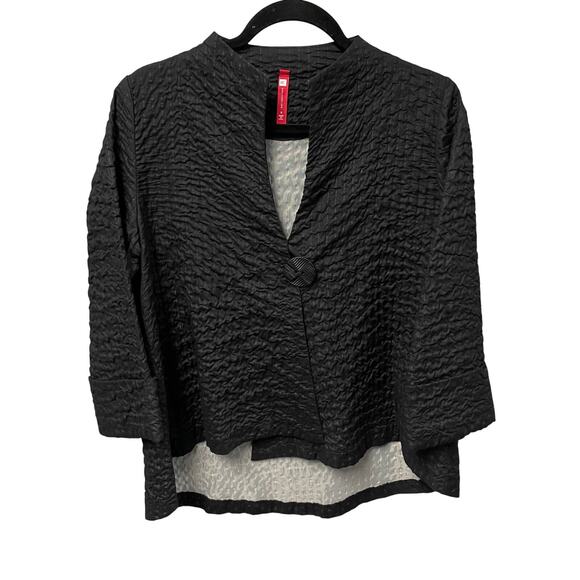 IC by Connie K Black Quilted Lightweight High Low Hem Jacket Womens Small - Picture 1 of 5